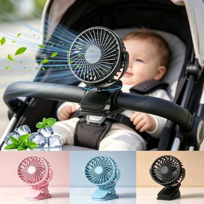 Oscillating Fan Clip - Mini Ventilador Portátil Recargable por USB